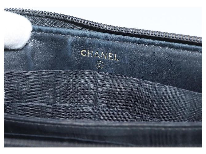 CHANEL Portafoglio Lungo Pelle Caviar Nera CC Auth bs33480 Nero - vista 10