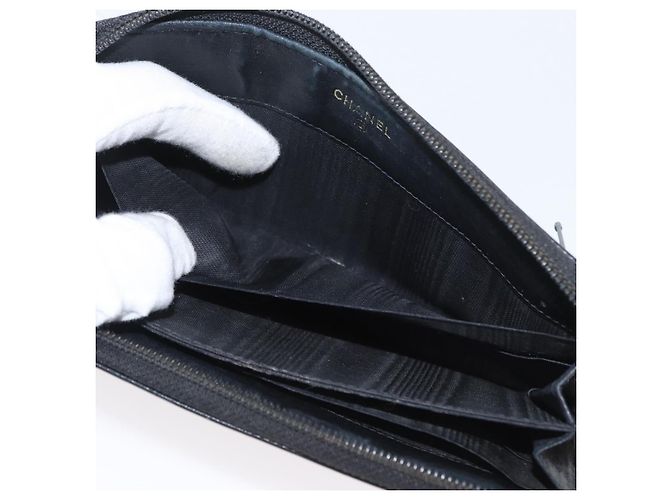 CHANEL Portafoglio Lungo Pelle Caviar Nera CC Auth bs33480 Nero - vista 18