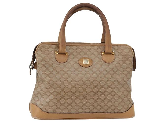 Céline Borsa a mano in tela Macadam CELINE PVC Beige Oro Auth 173485 D'oro - vista 13