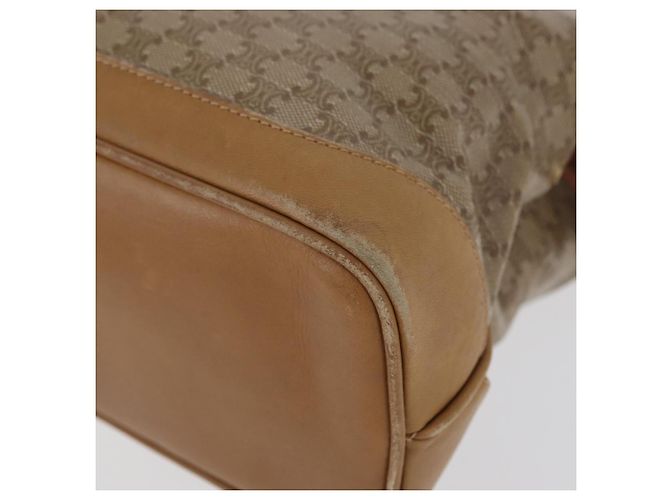 Céline Borsa a mano in tela Macadam CELINE PVC Beige Oro Auth 173485 D'oro - vista 15