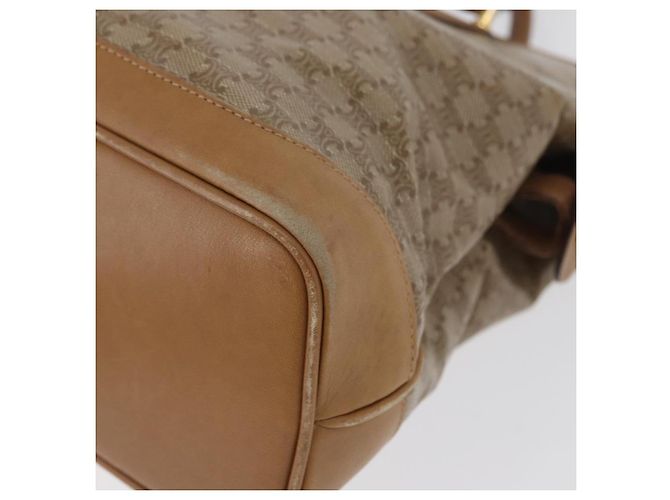 Céline Borsa a mano in tela Macadam CELINE PVC Beige Oro Auth 173485 D'oro - vista 17