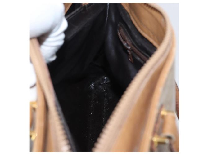 Céline Borsa a mano in tela Macadam CELINE PVC Beige Oro Auth 173485 D'oro - vista 21