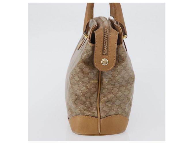 Céline Borsa a mano in tela Macadam CELINE PVC Beige Oro Auth 173485 D'oro - vista 4