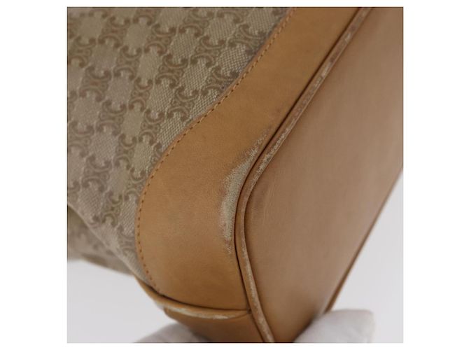 Céline Borsa a mano in tela Macadam CELINE PVC Beige Oro Auth 173485 D'oro - vista 9