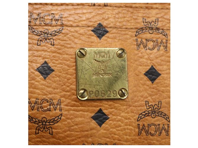 Borsa tote MCM Logogram Vicetos PVC Marrone Oro Auth 172275 D'oro - vista 14