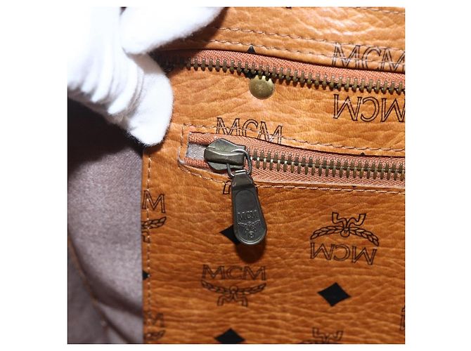 Borsa tote MCM Logogram Vicetos PVC Marrone Oro Auth 172275 D'oro - vista 19