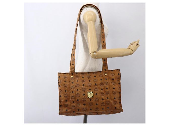 Borsa tote MCM Logogram Vicetos PVC Marrone Oro Auth 172275 D'oro - vista 22