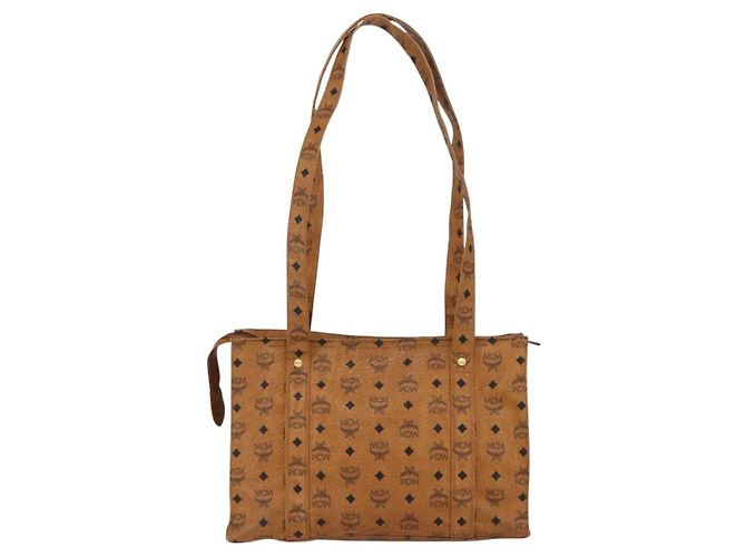 Borsa tote MCM Logogram Vicetos PVC Marrone Oro Auth 172275 D'oro - vista 3