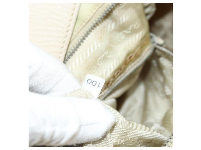 Borsa a Spalla PRADA Nylon Avorio Argento Autentica ep13428 Crudo - vista 12