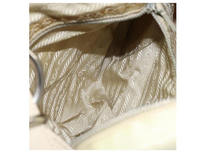 Borsa a Spalla PRADA Nylon Avorio Argento Autentica ep13428 Crudo - vista 22