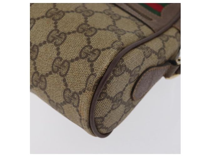 Borsa a Spalla Gucci GG Supreme Web Sherry Line PVC Beige Oro Auth 172270 D'oro - vista 12