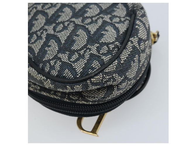 Pochette in tela Trotter Christian Dior blu navy oro Auth 173140 - vista 10
