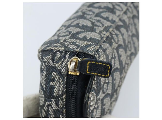 Pochette in tela Trotter Christian Dior blu navy oro Auth 173140 - vista 13