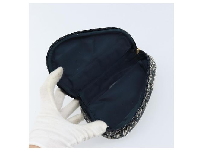 Pochette in tela Trotter Christian Dior blu navy oro Auth 173140 - vista 14