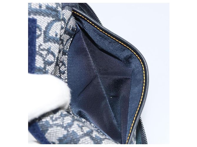 Pochette in tela Trotter Christian Dior blu navy oro Auth 173140 - vista 21