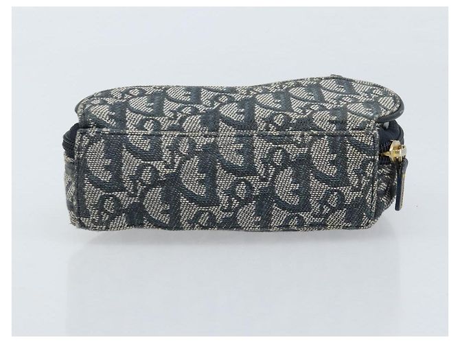 Pochette in tela Trotter Christian Dior blu navy oro Auth 173140 - vista 6