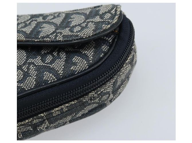 Pochette in tela Trotter Christian Dior blu navy oro Auth 173140 - vista 8