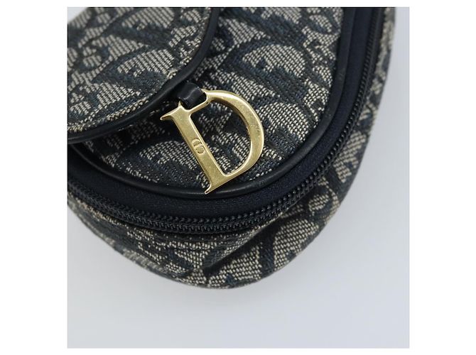 Pochette in tela Trotter Christian Dior blu navy oro Auth 173140 - vista 9