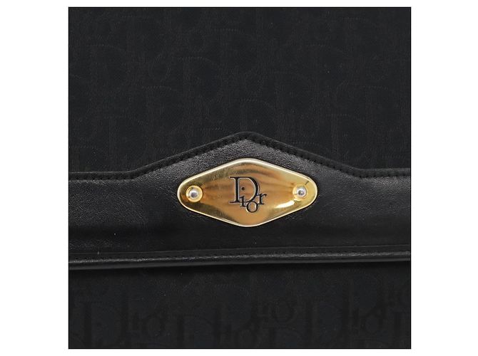 Borsa a spalla in tela Trotter Christian Dior nera e oro Auth mr2080 Nero D'oro - vista 14