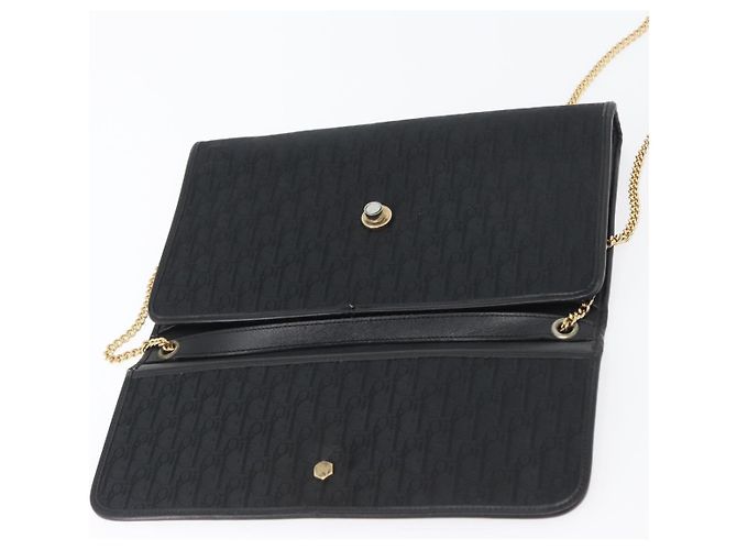 Borsa a spalla in tela Trotter Christian Dior nera e oro Auth mr2080 Nero D'oro - vista 15