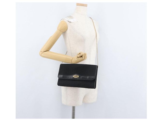 Borsa a spalla in tela Trotter Christian Dior nera e oro Auth mr2080 Nero D'oro - vista 24