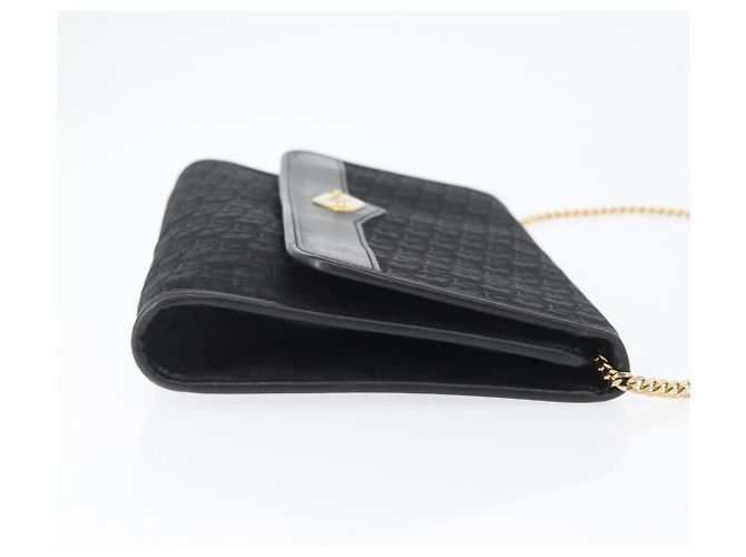 Borsa a spalla in tela Trotter Christian Dior nera e oro Auth mr2080 Nero D'oro - vista 4