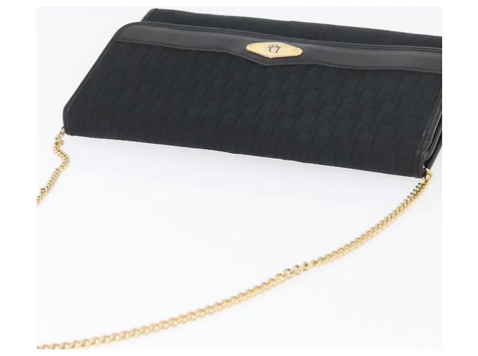 Borsa a spalla in tela Trotter Christian Dior nera e oro Auth mr2080 Nero D'oro - vista 6