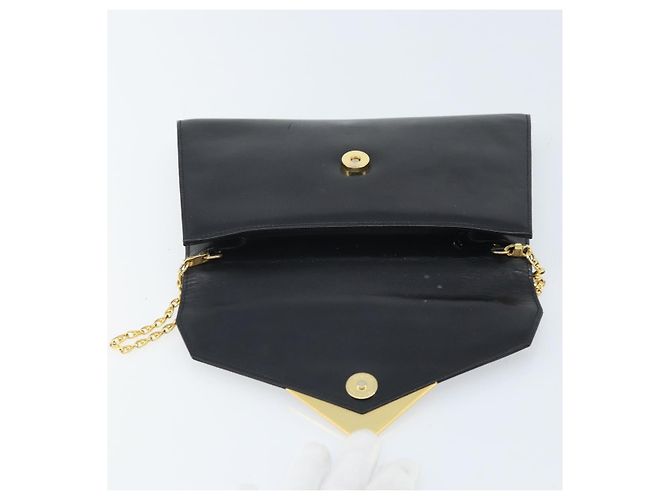 Givenchy Borsa a mano con catena in pelle nera e oro Auth 172216 Nero D'oro - vista 10