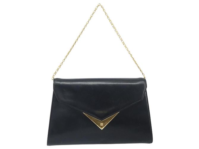 Givenchy Borsa a mano con catena in pelle nera e oro Auth 172216 Nero D'oro - vista 13