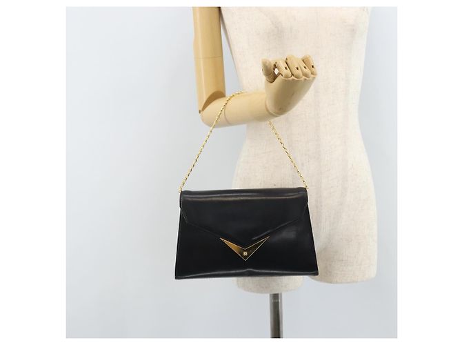 Givenchy Borsa a mano con catena in pelle nera e oro Auth 172216 Nero D'oro - vista 23