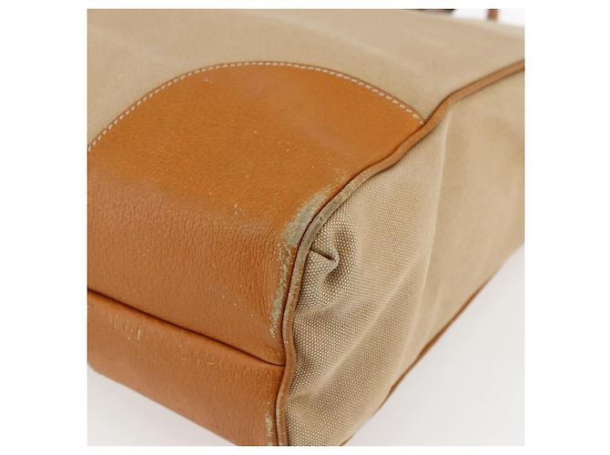 PRADA Borsa a Mano in Tela Pelle Beige Argento Auth fm5148 - vista 15
