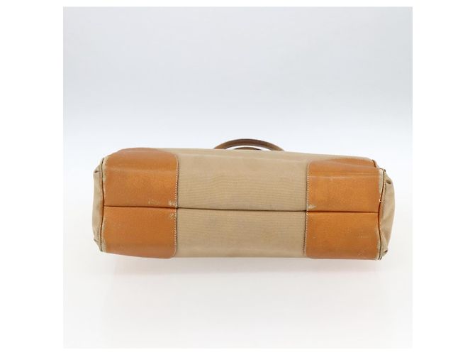 PRADA Borsa a Mano in Tela Pelle Beige Argento Auth fm5148 - vista 5