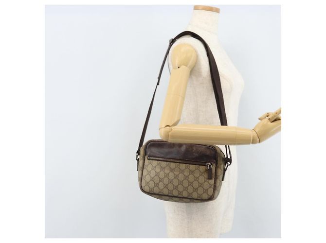 Borsa a Spalla GG Supreme in PVC Beige e Argento di GUCCI 114291 Auth 172289 - vista 24