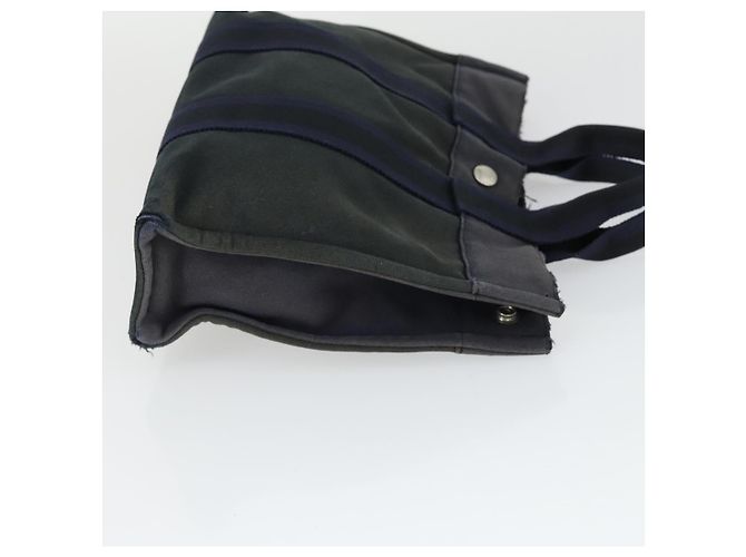 Hermès HERMES Borsa Fourre Tout in Tela 2 Set Grigio Blu Navy Auth bs33354 Marrone - vista 12
