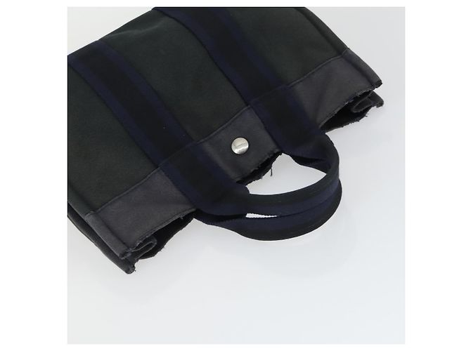 Hermès HERMES Borsa Fourre Tout in Tela 2 Set Grigio Blu Navy Auth bs33354 Marrone - vista 13