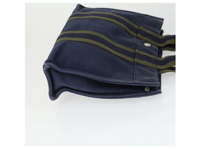 Hermès HERMES Borsa Fourre Tout in Tela 2 Set Grigio Blu Navy Auth bs33354 Marrone - vista 4