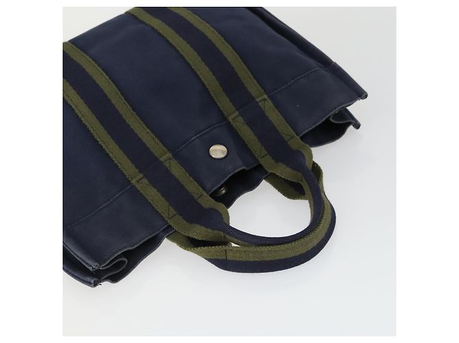 Hermès HERMES Borsa Fourre Tout in Tela 2 Set Grigio Blu Navy Auth bs33354 Marrone - vista 5