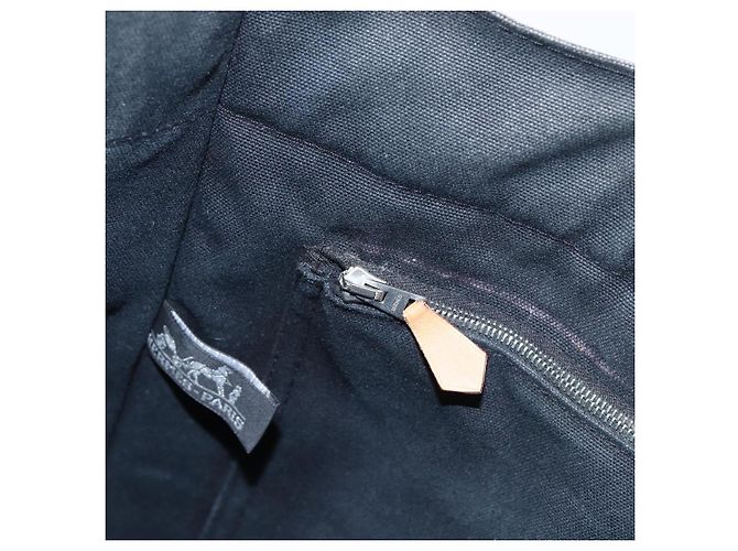 Hermès HERMES Fourre Tout MM Borsa a Mano Tela Nera Argento Auth 172610 Nero - vista 17