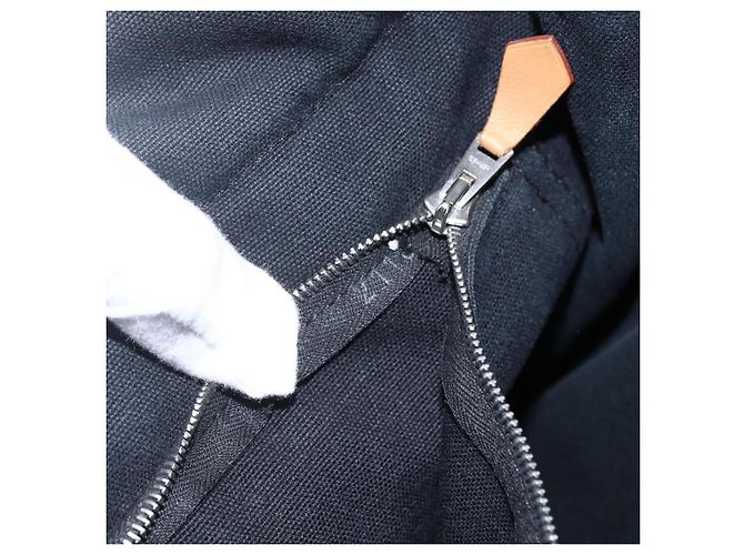Hermès HERMES Fourre Tout MM Borsa a Mano Tela Nera Argento Auth 172610 Nero - vista 19