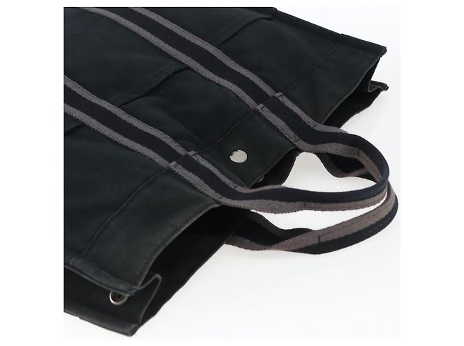 Hermès HERMES Fourre Tout MM Borsa a Mano Tela Nera Argento Auth 172610 Nero - vista 6