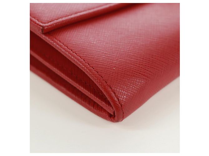 Saffiano PRADA Borsa a spalla con catena Portafoglio a spalla in pelle Safiano Rosso Oro Auth 168938V D'oro - vista 16