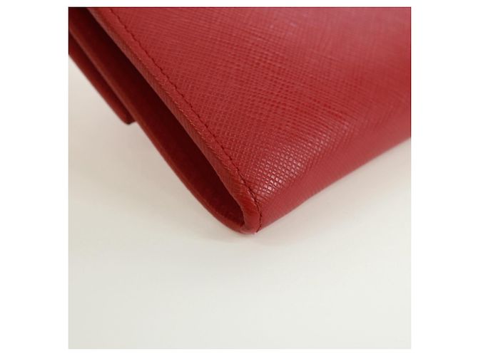 Saffiano PRADA Borsa a spalla con catena Portafoglio a spalla in pelle Safiano Rosso Oro Auth 168938V D'oro - vista 18