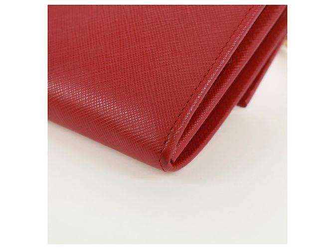 Saffiano PRADA Borsa a spalla con catena Portafoglio a spalla in pelle Safiano Rosso Oro Auth 168938V D'oro - vista 19