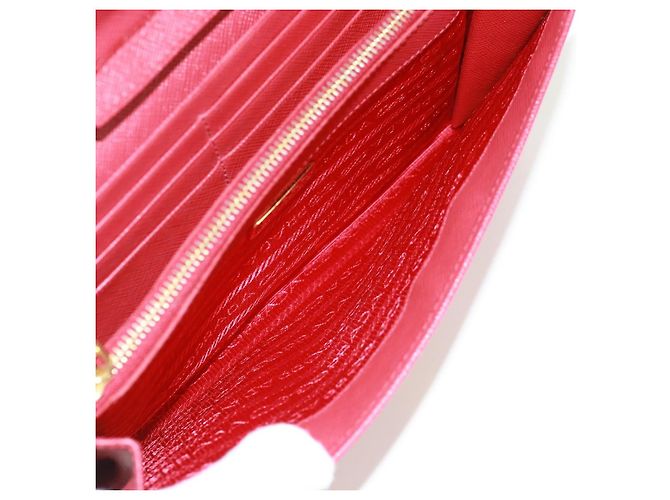 Saffiano PRADA Borsa a spalla con catena Portafoglio a spalla in pelle Safiano Rosso Oro Auth 168938V D'oro - vista 25