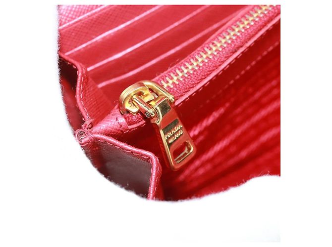 Saffiano PRADA Borsa a spalla con catena Portafoglio a spalla in pelle Safiano Rosso Oro Auth 168938V D'oro - vista 26