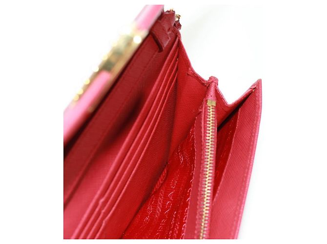 Saffiano PRADA Borsa a spalla con catena Portafoglio a spalla in pelle Safiano Rosso Oro Auth 168938V D'oro - vista 28