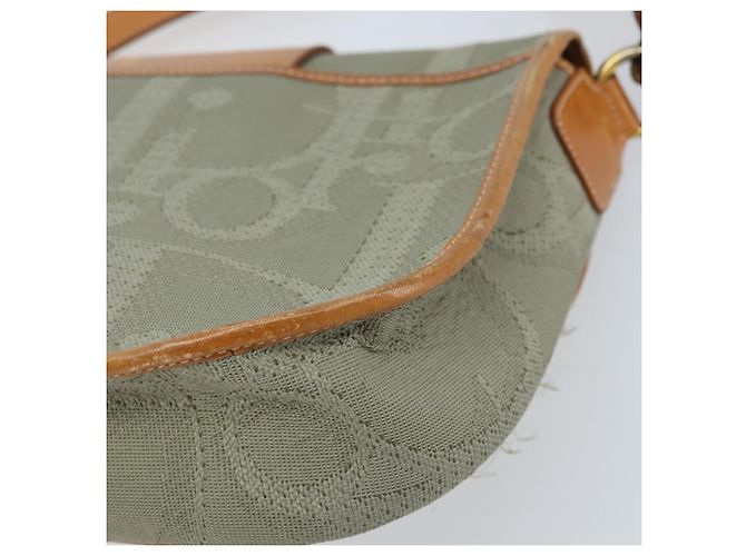 Borsa a spalla in tela Trotter Christian Dior grigia oro Auth ep13499 - vista 12