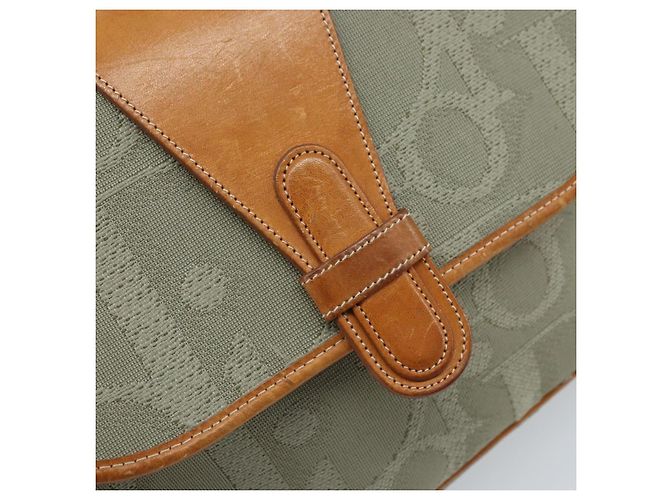Borsa a spalla in tela Trotter Christian Dior grigia oro Auth ep13499 - vista 14