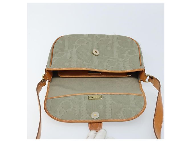 Borsa a spalla in tela Trotter Christian Dior grigia oro Auth ep13499 - vista 15