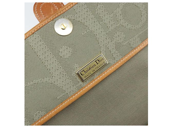 Borsa a spalla in tela Trotter Christian Dior grigia oro Auth ep13499 - vista 16